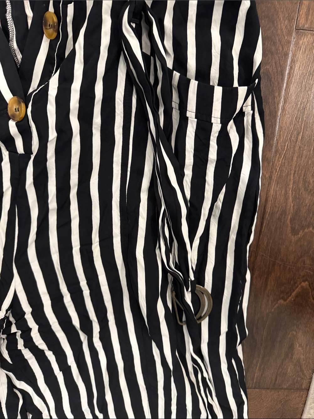 Free People Black & White Vertical Stripe Wide-Leg Jumpsuit - Picture 5 of 6